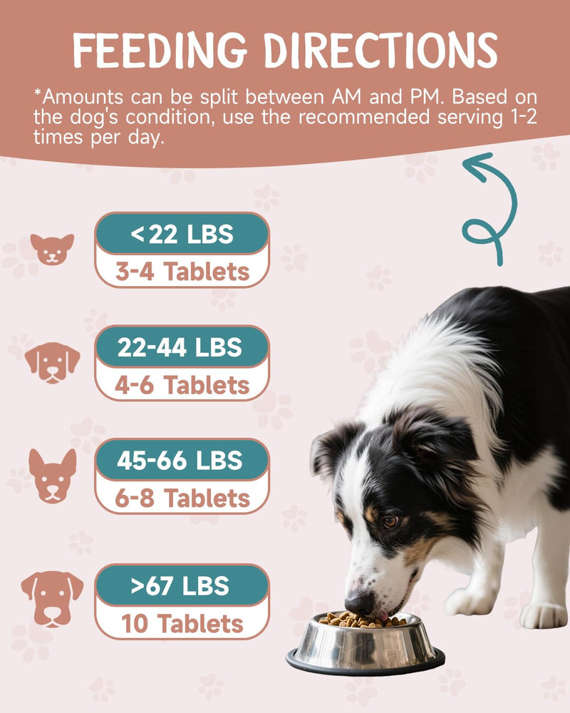 Joint & Calcium Tablets for Dogs - Calcium Supplement for Dogs - Mobility, Bones, Immune Support - with Minerals, Glucosamine, Chondroitin, Calcium, Vitamins - 200 Chewable Tablets