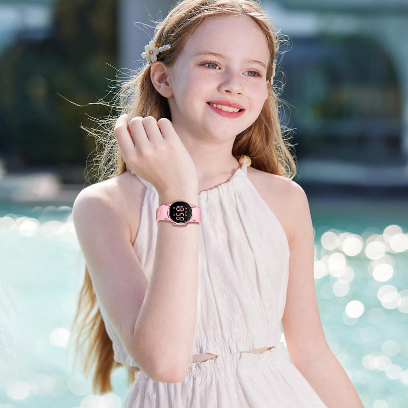 BEN NEVIS Kids Watch for Boys Girls Waterproof Digital Watch for Kids with Pedometer, Vibration Alarm Clock, Stopwatch, Calendar, No App for Ages 5-18 03-Pink - BeesActive Australia