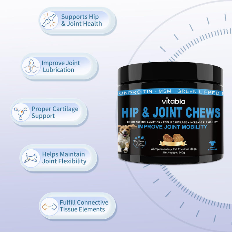 Joint Supplements for Dogs – Dog Joint Care with Glucosamine, Chondroitin, Green Lipped Mussel and Turmeric Dog for Effective Dog Pain Relief – Beef Flavour joint supplements for dogs (120 Count) 120 Count