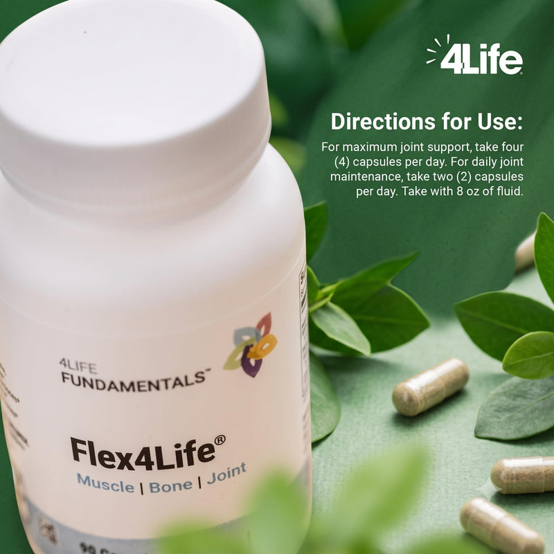 4Life Flex4Life Mobility Support with Turmeric Boswellia, 90 Capsules | Terminalia chebula, Hyaluronic acid, Flexibility, Muscle, Bone Support, Joint Support, Range of motion, Fluid balance