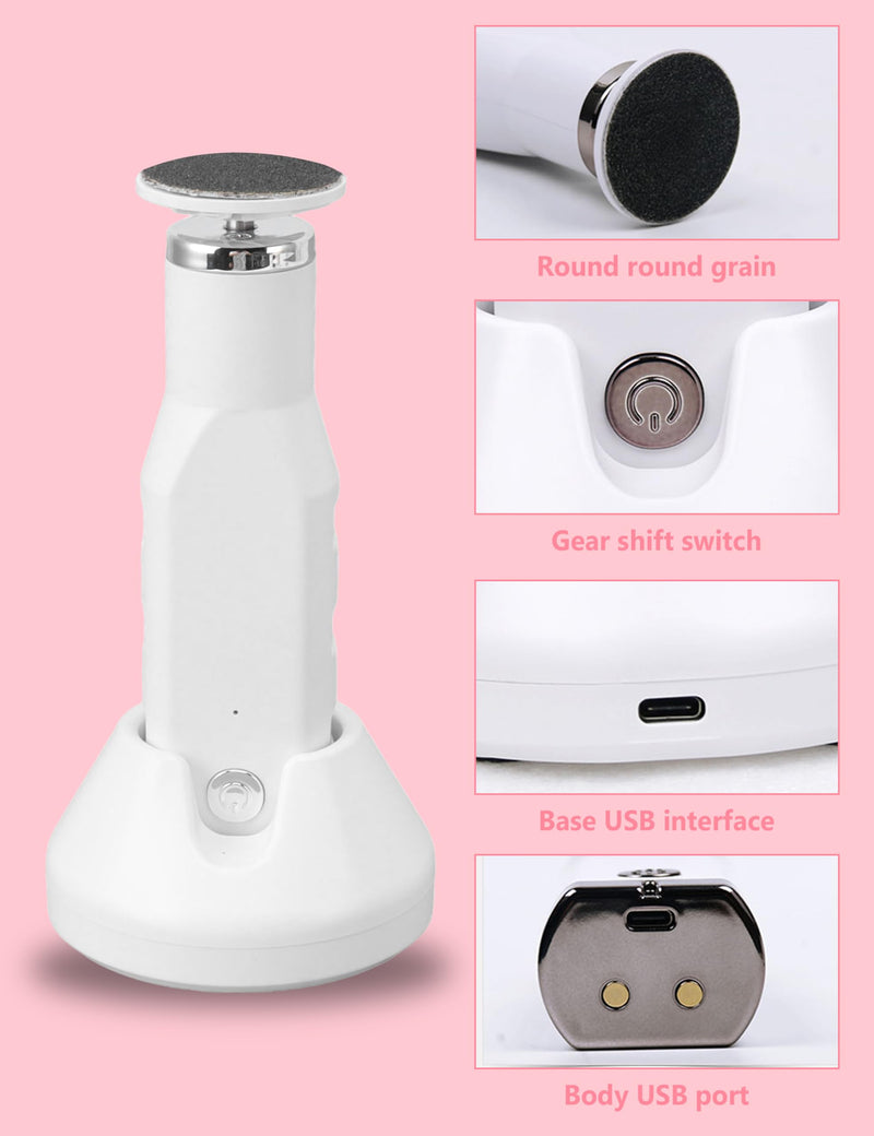 Electric Foot Callus Remover, Dioche 650 RPM Electric Foot File, Adjustable Speed, USB Charging, Removable and Washable, with 60pcs Replacement Sandpaper Disk, for Dead Cracked Hard Skin Calluses - BeesActive Australia