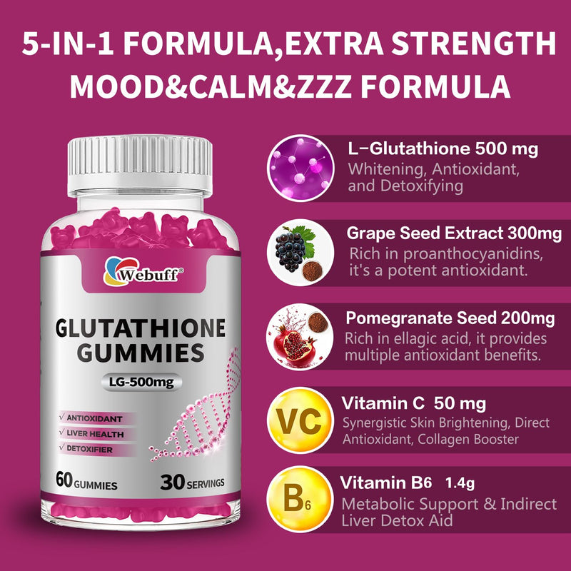 Glutathione Gummies with Collagen 500mg, 60 Count 1 Count (Pack of 60)
