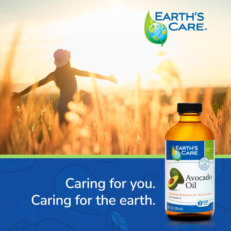 Earth’s Care Avocado Oil - Avocado Oil for Hair and Skin with Vitamin E, Glass Bottle, 8 FL. OZ. 8 Fl Oz (Pack of 1)