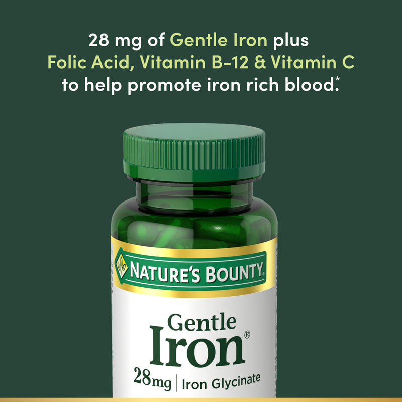 Nature's Bounty Gentle Iron 28 mg Capsules, 90 Count 90 Count (Pack of 1)