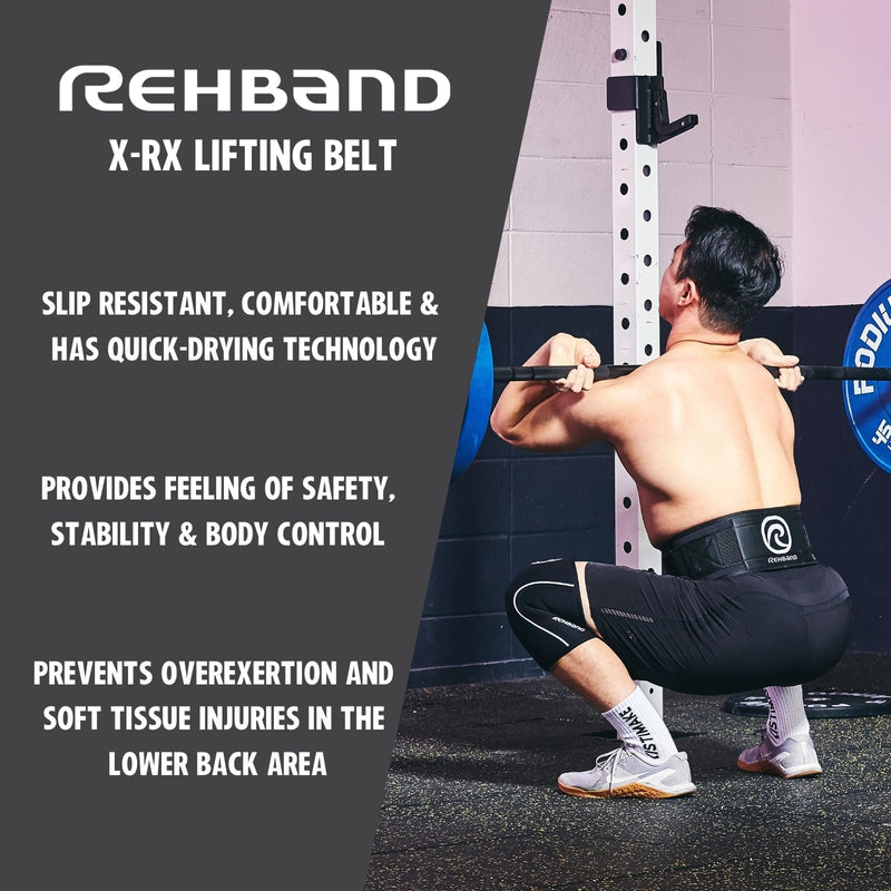 Rehband Weight Lifting Belt for Squats & Deadlifts - Weightlifting Belt for Men & Women, Powerlifting and Bodybuilding Belt Unisex, Heavy Duty Gym Belt Black Medium