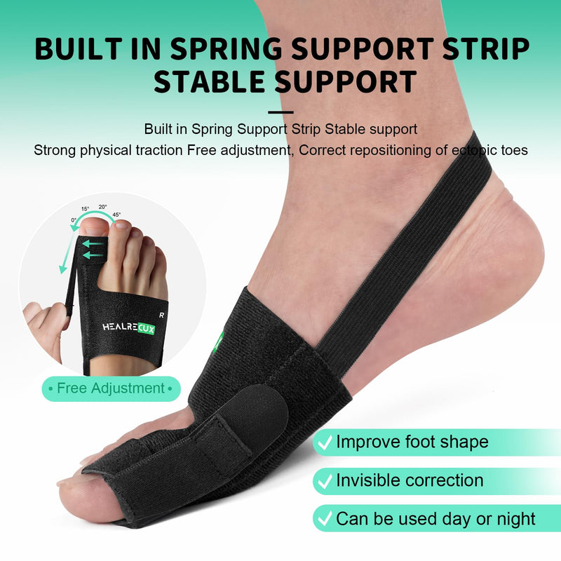 Healrecux Bunion Corrector for Women Men, Bunion Splint Brace Hallux Valgus Correction Big Toe Straightener for Daily Use, 1 Pair