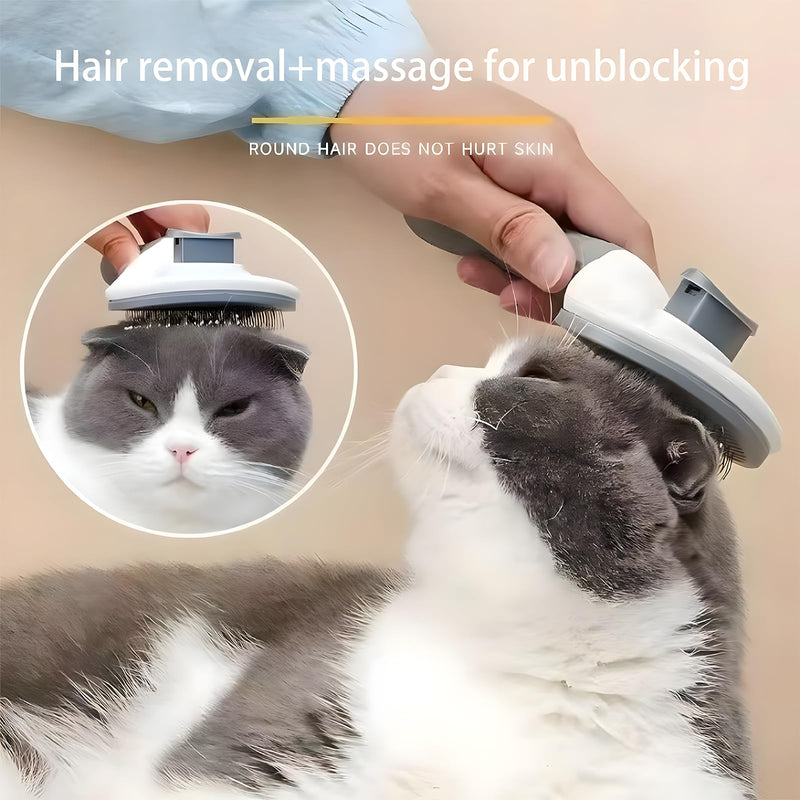 cat brush with release button, indoor cat hair brush that falls off, suitable for long or short haired cats, cat beauty brush for kittens, cat comb, rabbit massage to remove loose fur Grey - BeesActive Australia