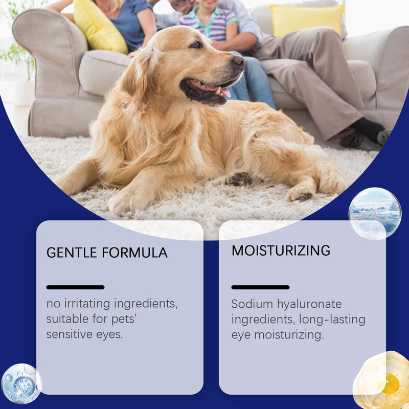 Dog Eye Drops, Brightening Eye Drops for Cats Pets,Tear Stain Remover Relieve Eyes Itching, Gentle Soothing Moisturising, Eyes Dryness Treatment, Eye Care Gel for Dog Cat Animal, 30ml