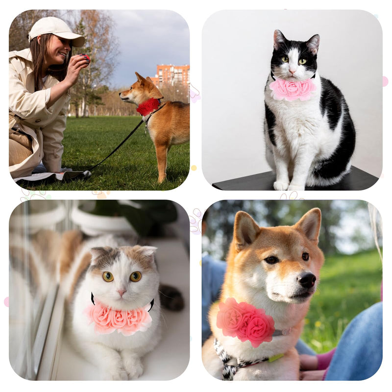 4 PCS Dog Collar Flowers, Dog Flower Bow Collar Pet Neck Bows Sliders for Puppy Small Medium Big Cat Alpaca Rabbit Pet Collar Attachment Grooming Accessories - BeesActive Australia
