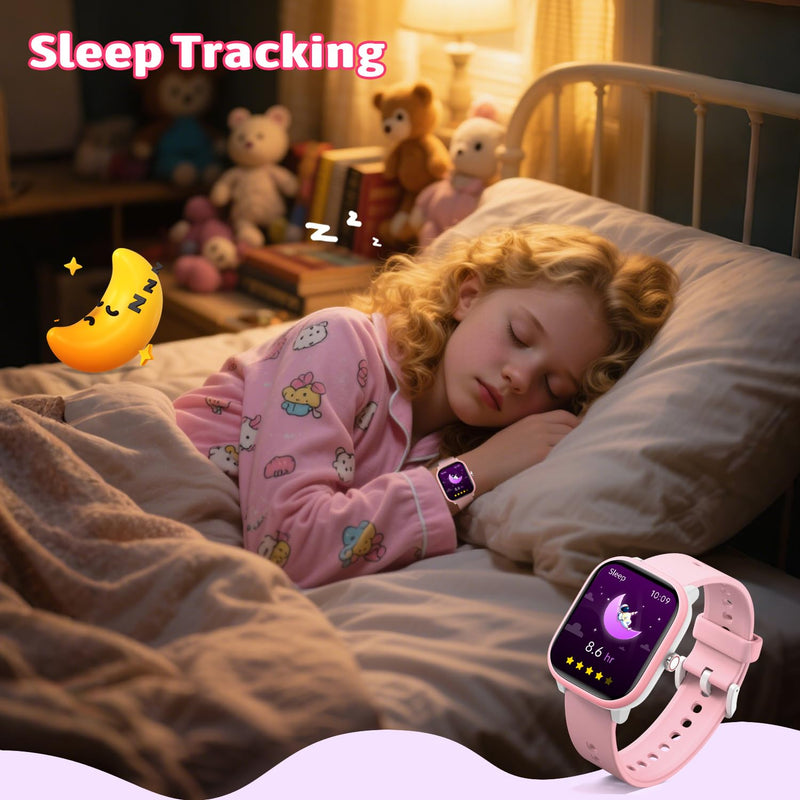 Smart Watch for Kids Girls Boys No APP/Phone Needed, 1.8" IP68 Waterproof Sport Kids Watch Pedometer, Heart Rate, Sleep Monitor, Step Counter, 12 Puzzle Games for Girls Boys Teens 6-16 Pink - BeesActive Australia