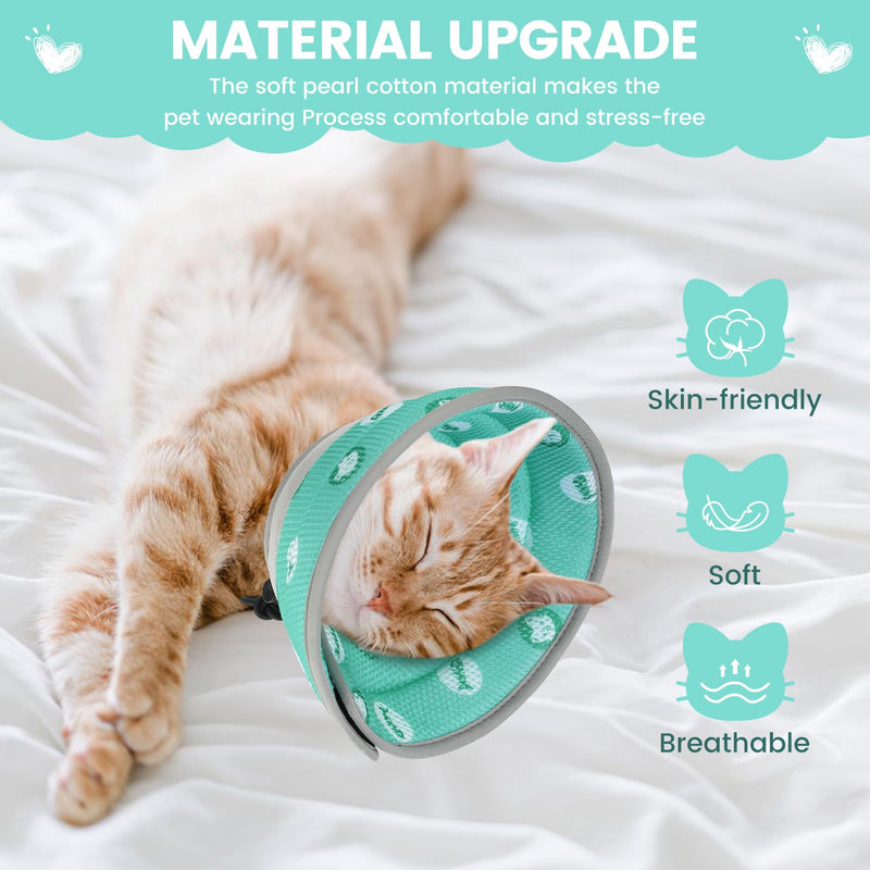 HAPPY HACHI Cat Neck Brace, Soft Adjustable Neck Brace for Cats Cat Collar After Operations and Injuries, Prevents Licking Wounds Cat Collar (Green, M) Green - BeesActive Australia