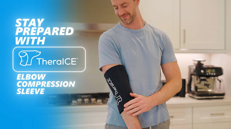 TheraICE Elbow Ice Pack Wrap, Tennis Elbow Compression Sleeve, Women & Men Black Large/X-Large