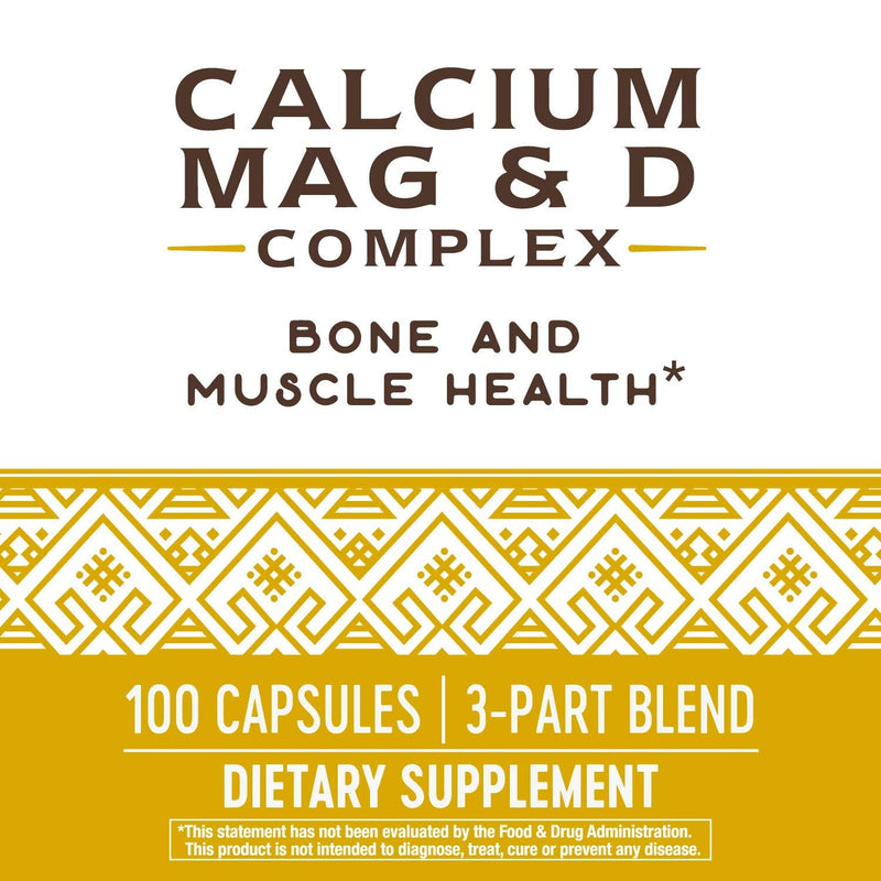 Nature's Way Calcium Magnesium & Vitamin D Complex Capsules, 100 ct | Supports Healthy Bones & Teeth, Muscle Function and Muscle Relaxation*, with Vitamin D3, Gluten Free 100 Count (Pack of 1)