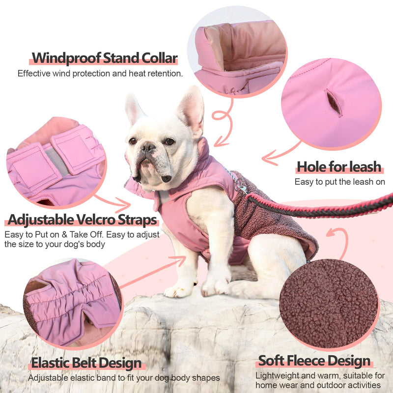 Dog Coat, Reversible Dual Waterproof Dog Jacket Reflective Dog Winter Coat,Warm Dog Cold Weather Coats Snow Jacket Vest,Dog Clothes with Adjustable Strap for Small Medium Large Dogs (Pink,3XL) XXX-Large - BeesActive Australia