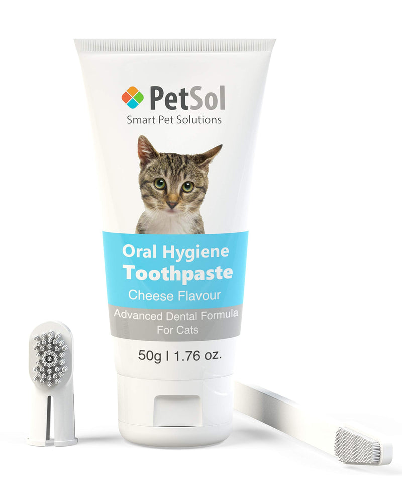 Dental Care Kit Cat Toothpaste (50g) with 2 x Pet Toothbrushes to Clean Cat's Teeth, Remove Plaque and Tartar, Improve Gum, Tooth Health & Pet Oral Hygiene Cat Toothpaste Kit
