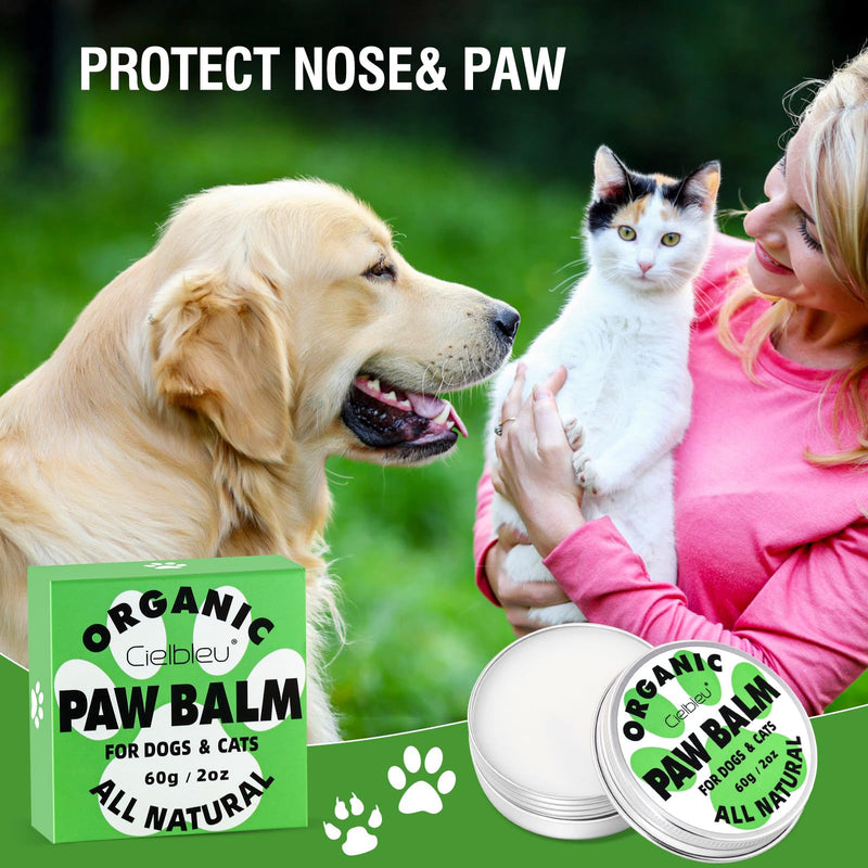 Dog Paw Balm, Paw Soother Moisturizer, Natural Pad Protector for Dogs, Repairs Cracks Noses and Paws, Protection Balm for Dogs Cats - 2 Oz 2 Pack