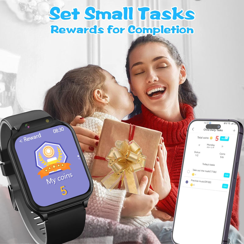 Smart Watch for Kids, 1.85" Fitness Tracker with Heart Rate, Sleep Monitor, IP68 Waterproof Smartwatches with Video Music, Pedometer, Game, NO APP/Phone, Gift for Boys Girls. (Classic, Black) Classic