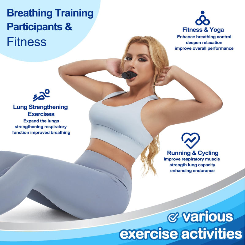 Lung Trainer | Breathing Trainer for Lung Strength | Adjustable Resistance Lung Exerciser for Respiratory Muscle Training | Boost Endurance Performance and Respiratory Fitness (Black) AIR-EZE Black - BeesActive Australia