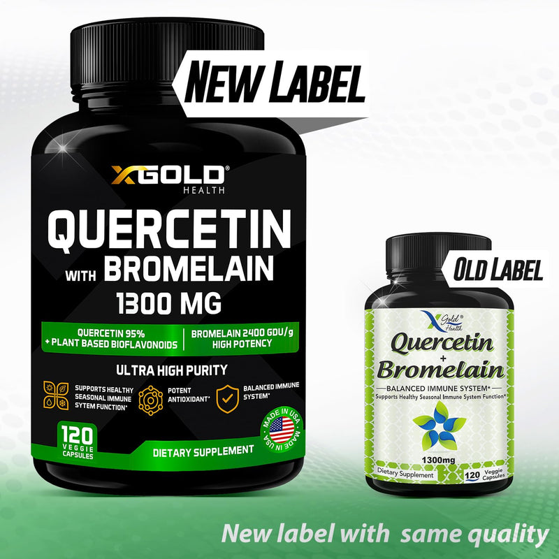 Quercetin + Bromelain 1,300mg – Quercetin: 95% - Highly Purified and Highly Bioavailable Plus Bromelain 2,400 GDU/g - Made in USA | 120 Caps - BeesActive Australia