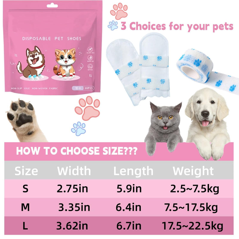 Disposable Dog Boots & Paw Protectors Cat Dog Shoes with Self-Adhesive Bandage Dog Booties for Paw Protection Dog Feet Covers Shoes Waterproof Pets Boots for Medium Dogs and Cat - BeesActive Australia