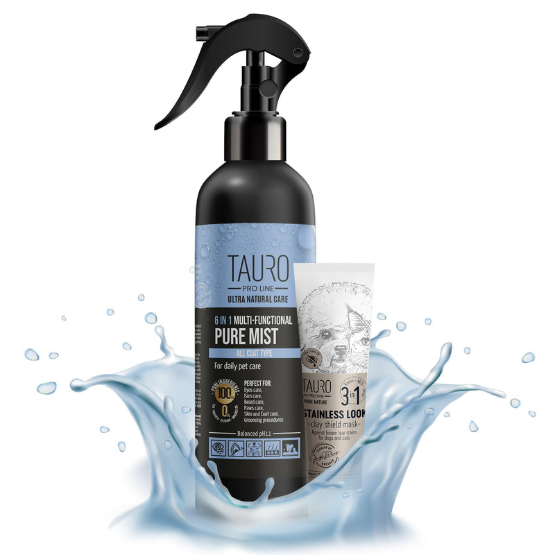 Clear Eyes Solution Set 6in1 Multi-Functional Pure Mist and Stainless look Clay Mask - Tear Stain Remover, Eye Cleaner - Eye Care Ear Care Grooming Treatment for All Dogs and Cats Eyes