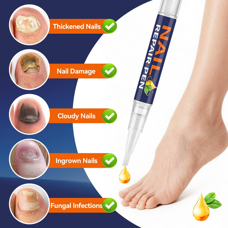 Toenail Fungus Pen, Nail Repair Pen for Damaged Nails, 25% Undecylenic Acid Formula,Tea Tree Oil, Extra Strength Toenail Fungus Treatment, Brittle & Discoloration Nails-5count-5ml/0.1FL OZ - BeesActive Australia