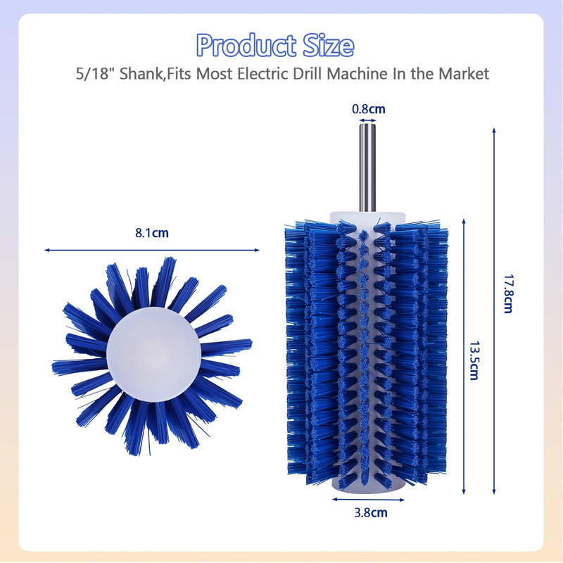 Livestock Scratching Mini Roto Drill Brush Attachment For Horse Cow Goat Cattle Pig Grooming, Relieve Itching on the Back, Remove Harmful Parasites/Dead Skin/Shedding Hair, 5/18" Shank, Blue - BeesActive Australia