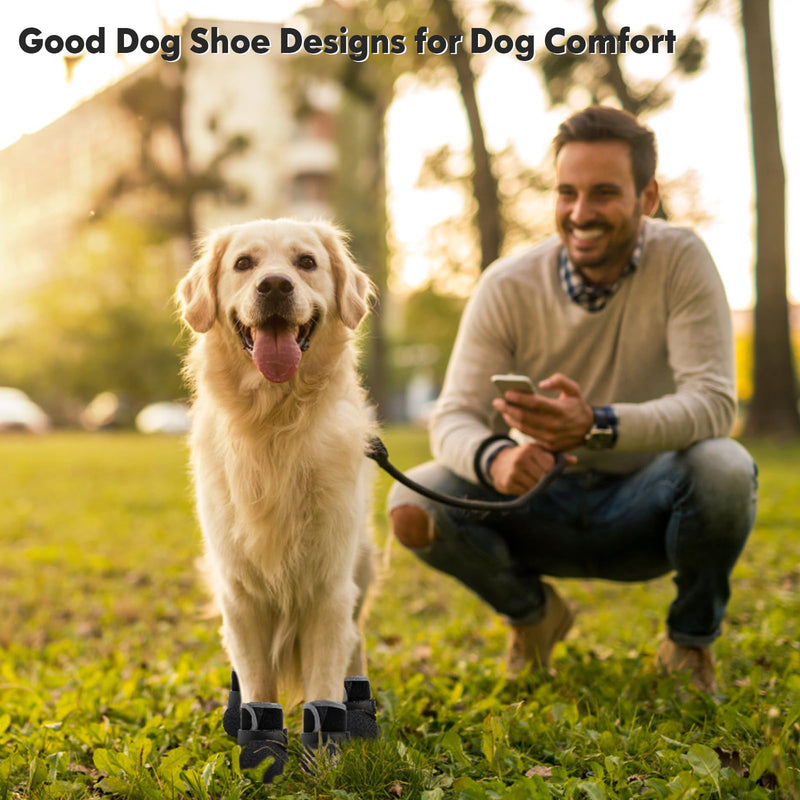 Dog Shoes, Outdoor Dog Boots Non-Slip Waterproof Dog Booties for Medium to Large Dogs 4Pcs for Winter Snowy Day, Summer Hot Pavement with Rugged Sole Black Size 5:（2.51''x2.36'')(L*W) for 41-60lbs - BeesActive Australia