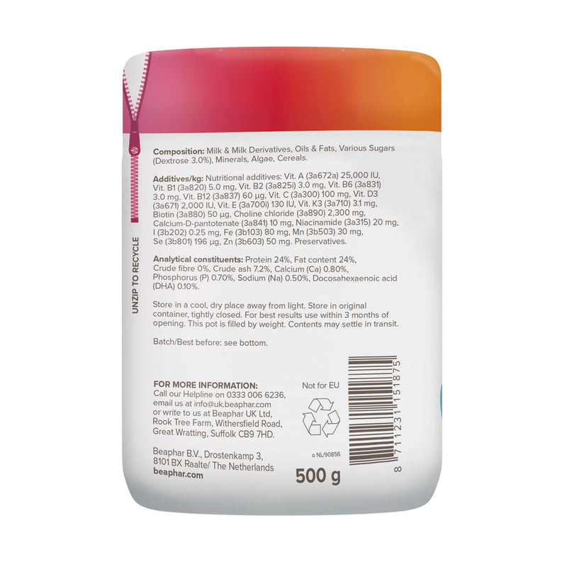 Beaphar - Lactol Puppy Milk 500g - Milk Replacer & Complete Feed for Newborn & Weaning Puppies – For growth & development – Contains DHA, Vitamins & Minerals – Ideal for Hand-Rearing – Use from Birth 500 g (Pack of 1)