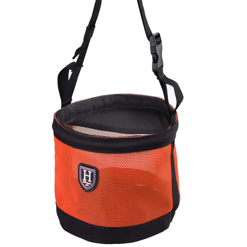 Harrison Howard Horse Muzzle Feed Bag Nylon Mesh Grain Feed Bag with Adjustable Strap Orange Large L - BeesActive Australia