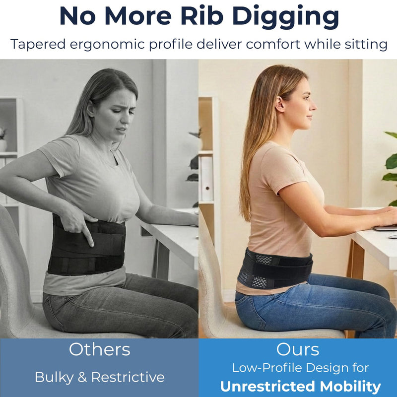 Breathable Back Brace for Lower Back Pain Relief – Lightweight 3D Air-Mesh Lumbar Support Belt with Dual-Adjust Pulley System – Ventilated Low-Profile Design for Sciatica, Herniated Disc, Driving & All-Day Wear M(Waist: 34"-43")