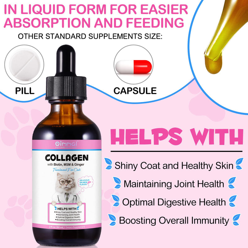 Frovetani Skin and Coat Supplement for Cats, Collagen for Dogs, Liquid Collagen Boost for Cats, Itch Relief for Cats with Allergies, with Biotin, Support Joints, Skin, Bone & Immune System 4fl.oz 2 Packs - PawsPlanet Australia