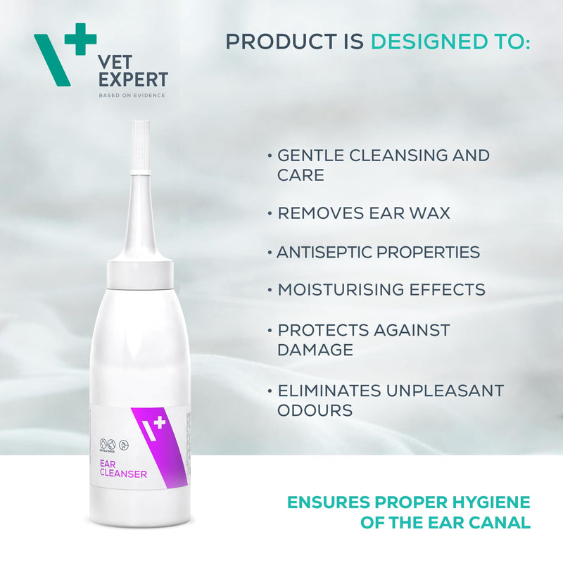 Vet Expert Ear Cleaner for Dogs and Cats – Ear Drops to Stop Ear Wax Build up, Ear Discomfort, Smelly Ear Odours and Ear scratching 75ml