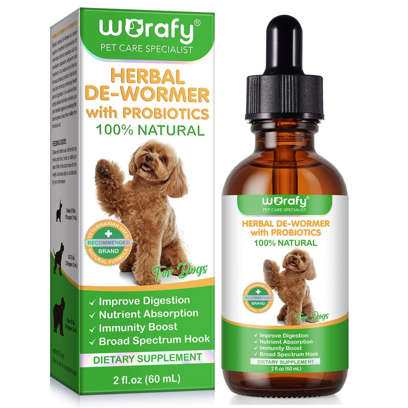 Dog Worming Gut Health Supplement Drops with Probiotics - 60ml, 100% Natural Support for Digestive & Immune Health, Aids Nutrient Absorption & Intestinal Parasite Prevention (via Gut Care)