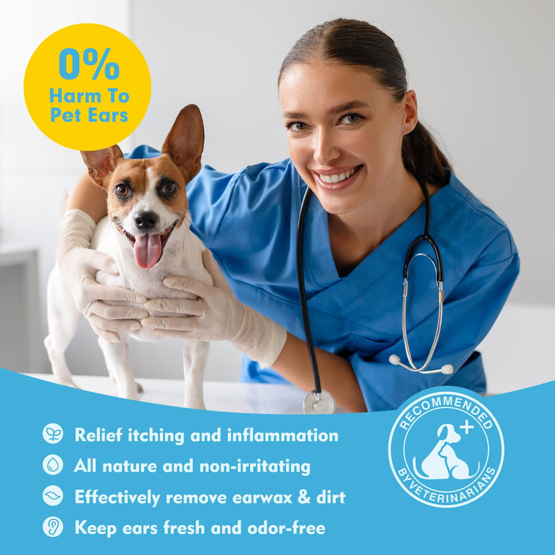 PICE PET Seaweed Ear Cleaner Wipes for Dogs & Cats - Gentle finger wipes for cleaning earwax and dirt - Relieves itching and inflammation - Fragrance-free, hypoallergenic and deodorizing - BeesActive Australia