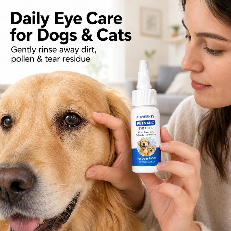 PetNano Eye Drops for Dogs & Cats, Sterile Pet Eye Rinse for Tear Stains & Eye Discharge, Gentle Non-Stinging Eye Wash with Taurine & Lutein, No-Touch Tip,30 mL (1 fl oz) | Gentle, Sterile, Non-Stinging Eye Care