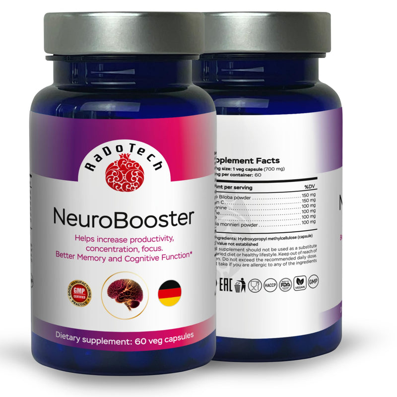 NeuroBooster Brain Supplement, 60 Capsules GMP 60 Count (Pack of 1)