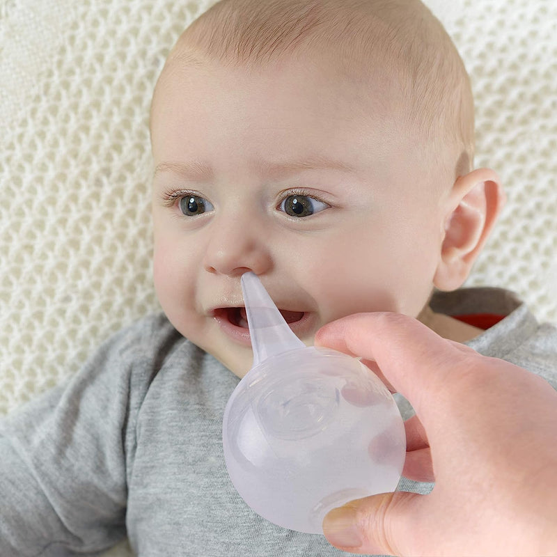 Innovo FSA/HSA Eligible Hospital Grade Silicone Twister Bulb Baby Ear Syringe and Nasal Aspirator, Sucks Snot and Mucus, Cleanable and Reusable, Clear Clear White