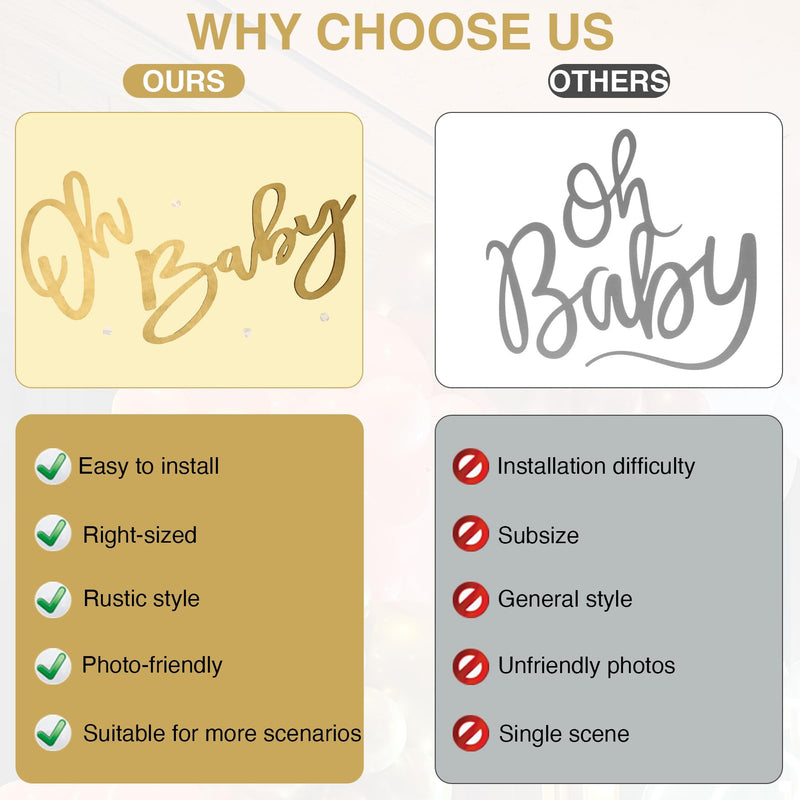 Cute Oh Baby Sign - Wooden Baby Shower Sign with Gold Painted Letters - Adorable Baby Banner for Gender Reveal Party Decor, Baby Shower Decorations - Stylish Photo Backdrop for Baby Boy and Baby Girl - BeesActive Australia