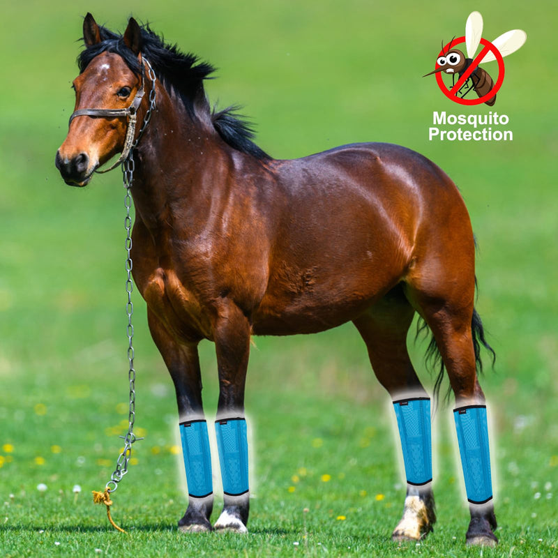 Fly Boots for Horses Set of 4, Breathable Plastic Mesh Design, Horse Supplies for Reduce Stomping, Hoof Damage & Leg Fatigue (Water Blue) Water Blue - BeesActive Australia