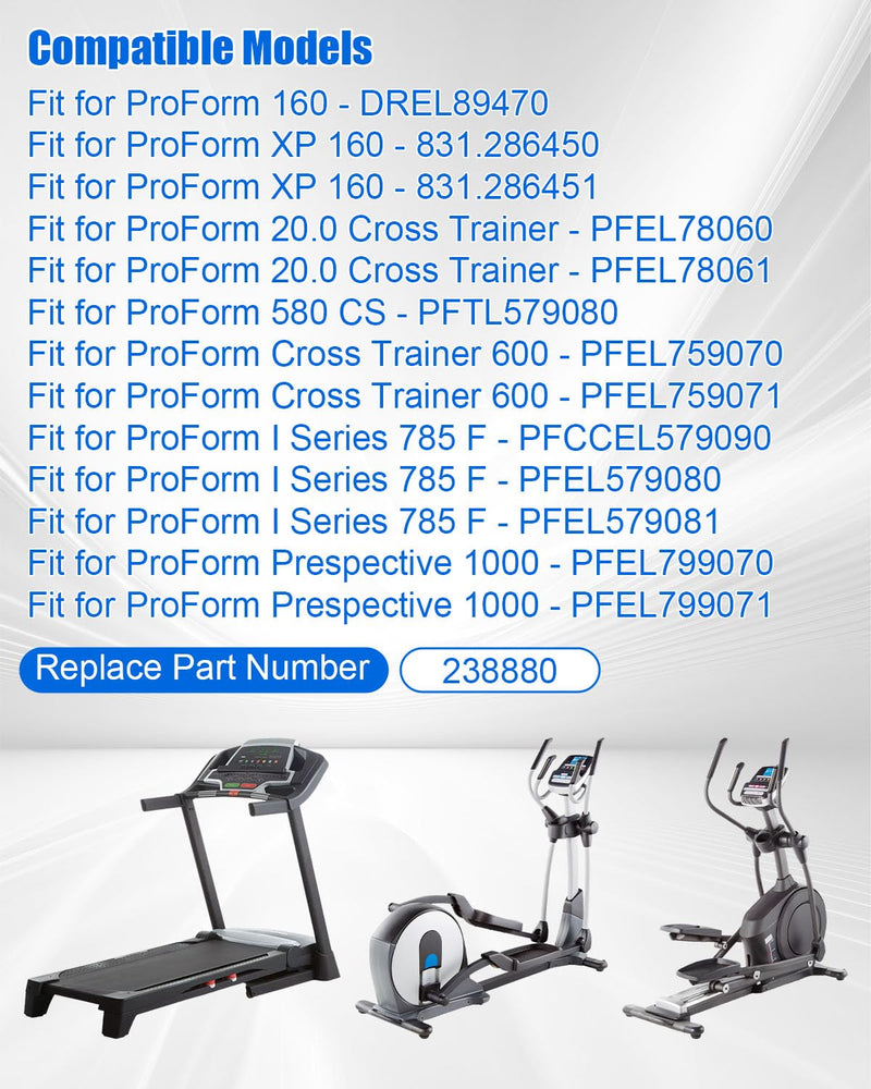 238880 Elliptical Roller Wheel Fit for Various ProForm Elliptical Models, 3" W x 4" D Elliptical Roller with Stainless Steel Bearing Core