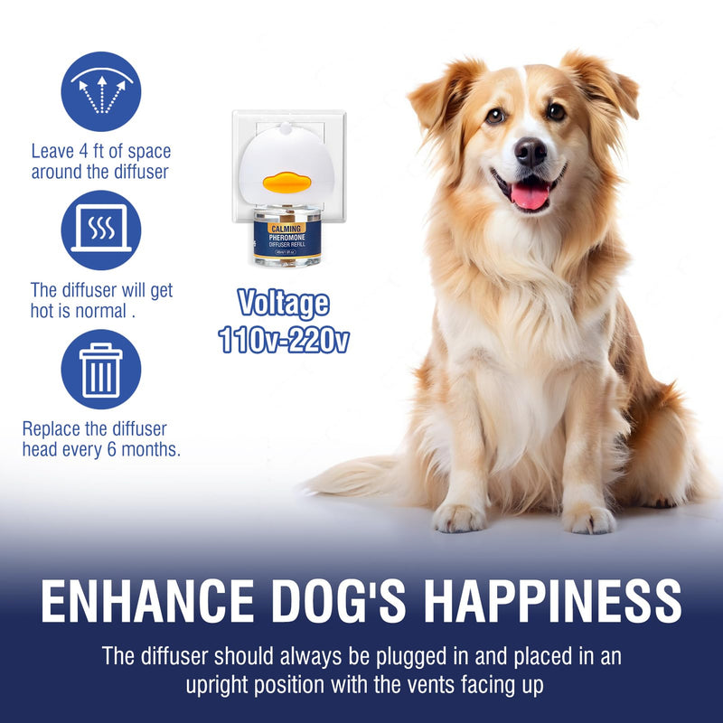 Dog Calming Diffuser Refills 6 Pack Pheromone Appeasing Pet Pheromones Refill 48ml to Calm for Anxiety Relief Reduce Aggression Stress Fighting Barking Fit Common Diffusers Plug in 180 Day(Tasteless) Tasteless