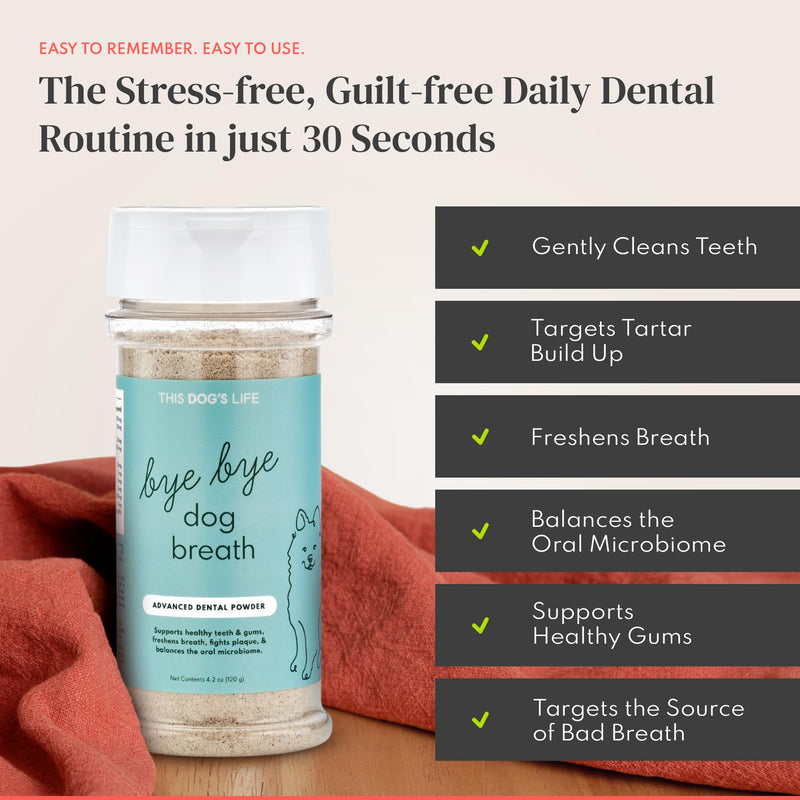 Dental Powder, Dog Teeth Cleaning Powder and Breath Freshener, Reduces Plaque, Tartar and Bad Breath, Supports Healthy Gums and Oral Hygiene - 4.2 oz (120 g) - BeesActive Australia
