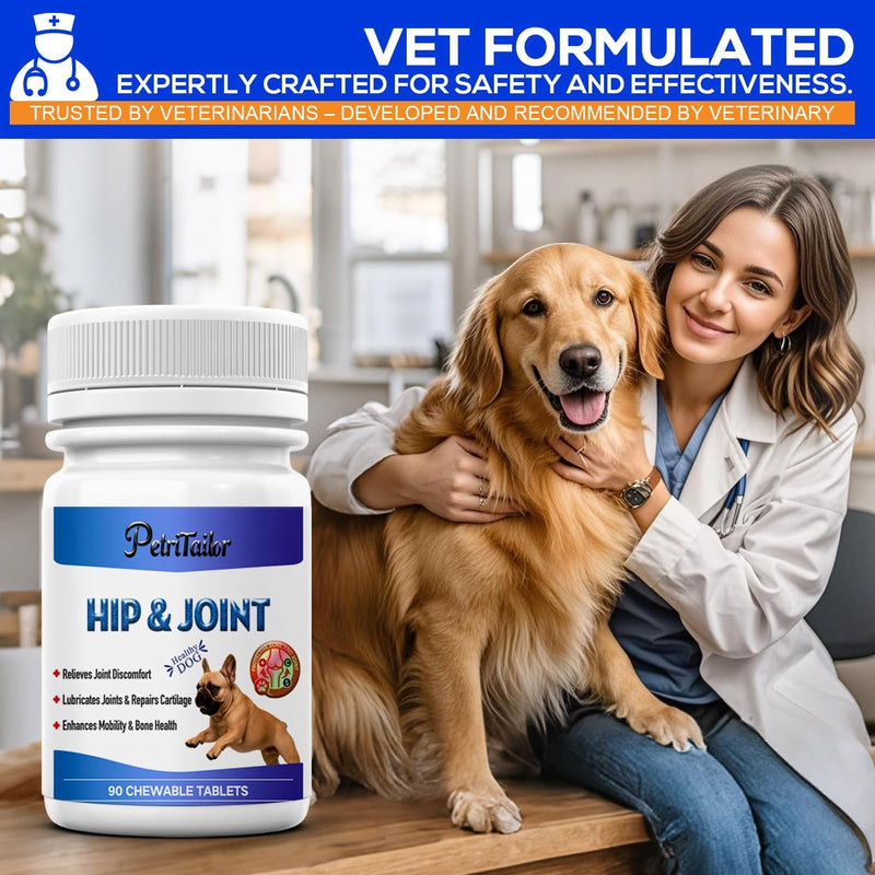 Dog Joint & Hip Support Supplement – Glucosamine, MSM & Chondroitin Tablets for Joint Pain Relief, Mobility & Cartilage Health, Duck Flavor, 90 Count
