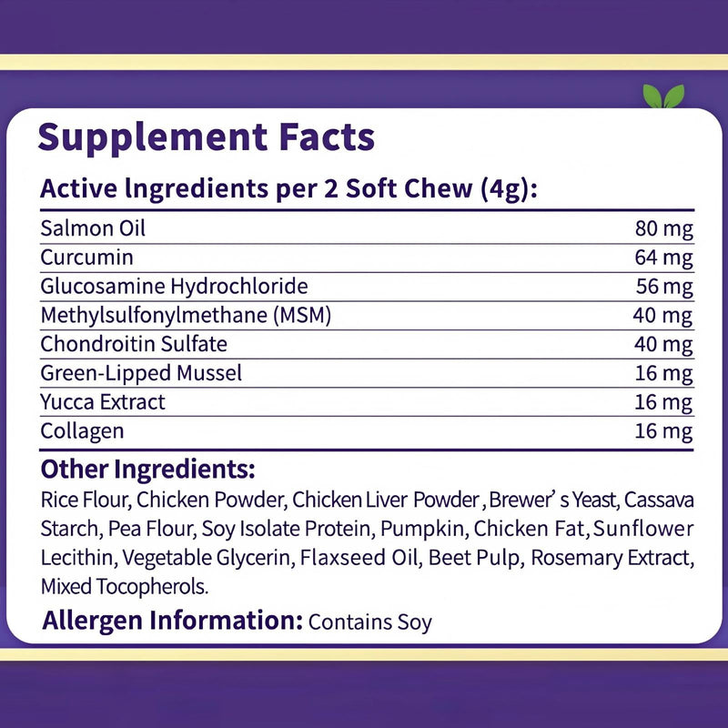 Hip and Joint Chews for Dogs - All-in-One Mobility Support with Glucosamine, MSM, Chondroitin & Green Lipped Mussel - 90CT Chicken Flavor - Helps with Dog Stiffness, Limping & Recovery.