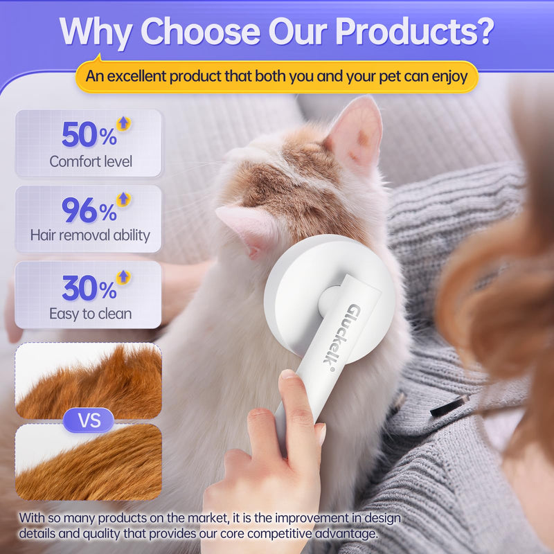 Cat Brush for Shedding with One-Click Button, Pet Comb for Indoor Cats, Suitable for Long or Short Haired Cats, Small and Medium Dogs, Grooming for Puppy Kitten Massage Removes Loose Fur - BeesActive Australia