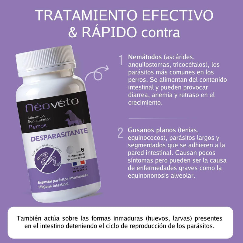 NEOVÉTO - Vermipurge - Antiparasitic for Dogs in Natural Tablets - Active Principles Approved by the French Veterinary Services - 15 Appetizing