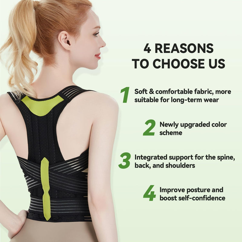 Posture Corrector for Women and Men, Invisible Full Back Support Brace with Enhanced Breathable Mesh, Shoulder Straightener for Back & Neck Pain Relief, Scoliosis & Posture Improvement, Medium Black M (Waist 30.70"-37.79")