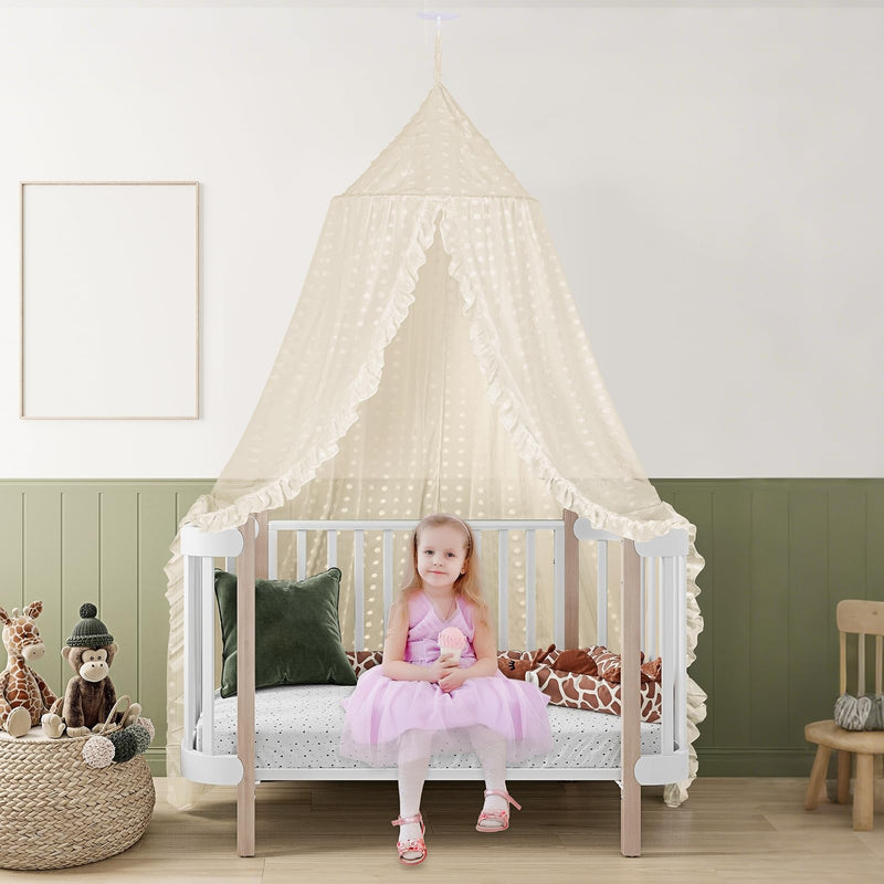 Bed Canopy for Girls - Princess Bed Canopy - Crib Canopy for Boys and Girls Bedroom Decor, Suitable for Use in Cribs Canopy Bed Curtains (Beige) Beige - BeesActive Australia