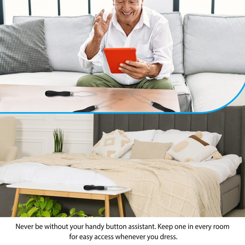3-Pack Button Hook Assist Device with Easy-Grip Handle for Shirts, Coats, Dresses - Ideal Button Aids for Arthritis & Limited Dexterity Black - BeesActive Australia